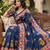 Blue Color Printed And Latkan Work Silk Blend Saree