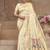 Off white paithani silk blend saree with gold zari border & peacock pallu