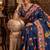 Blue Color Printed And Latkan Work Silk Blend Saree