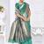 Turquoise paithani silk blend saree with gold zari border & peacock pallu
