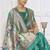 Turquoise paithani silk blend saree with gold zari border & peacock pallu