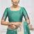 Turquoise paithani silk blend saree with gold zari border & peacock pallu