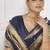 Navy blue paithani silk blend saree with gold zari border & peacock pallu