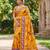 Mustard Color Printed And Latkan Work Silk Blend Saree