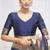 Navy blue paithani silk blend saree with gold zari border & peacock pallu
