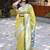 Lime yellow silk blend paithani saree with peacock pallu, golden zari border
