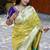 Lime yellow silk blend paithani saree with peacock pallu, golden zari border