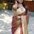 Coffee brown silk blend paithani saree with peacock pallu, golden zari border