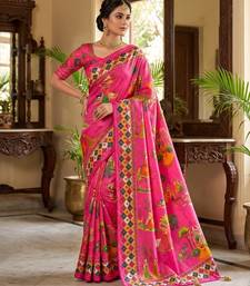 Pink Color Printed And Latkan Work Silk Blend Saree