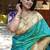 Aqua blue silk blend paithani saree with peacock pallu, golden zari border