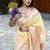 Cream silk blend paithani saree with peacock pallu, golden zari border