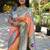 Peach silk blend paithani saree with peacock pallu, golden zari border