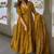 Mustard pure cotton bandhani style floral printed anarkali kurta set with dupatta