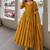 Mustard pure cotton bandhani style floral printed anarkali kurta set with dupatta