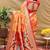 Mustard patola silk blend saree with bird motif paithani pallu and zari border