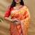 Mustard patola silk blend saree with bird motif paithani pallu and zari border