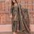 Green cotton paisley style floral printed short kurta set with dupatta