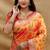 Mustard patola silk blend saree with bird motif paithani pallu and zari border