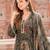 Green cotton paisley style floral printed short kurta set with dupatta