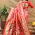 Pink patola silk blend saree with bird motif paithani pallu and zari border