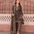 Black cotton paisley style floral printed short kurta set with dupatta