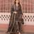 Black cotton paisley style floral printed short kurta set with dupatta