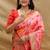 Pink patola silk blend saree with bird motif paithani pallu and zari border