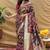 Maroon patola silk blend saree with bird motif paithani pallu and zari border
