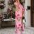 Pink cotton stripes & floral printed straight kurta set for women