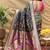 Dark green patola silk blend saree with bird motif paithani pallu and zari border