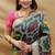 Dark green patola silk blend saree with bird motif paithani pallu and zari border