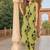 Green cotton stripes & floral printed straight kurta set for women