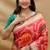 Red patola silk blend saree with bird motif paithani pallu and zari border