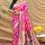 Magenta pink patola silk blend saree with bird motif paithani pallu and zari border