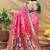 Magenta pink patola silk blend saree with bird motif paithani pallu and zari border
