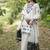 White cotton geometric printed a-line short kurta set for women