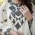 White cotton geometric printed a-line short kurta set for women