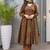 Green cotton floral printed anarkali kurta set with dupatta
