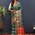 Dark green silk blend patola saree with zari border and contrast red pallu