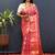 Rani pink silk blend patola saree with zari border and contrast red pallu
