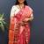 Rani pink silk blend patola saree with zari border and contrast red pallu