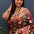 Maroon silk blend patola saree with zari border and contrast red pallu