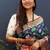 Navy blue silk blend patola saree with zari border and contrast red pallu
