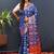 Royal blue silk blend patola saree with zari border and contrast red pallu
