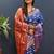 Royal blue silk blend patola saree with zari border and contrast red pallu