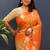 Orange silk blend banarasi saree with golden zari buti and border