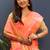 Peach silk blend banarasi saree with golden zari buti and border