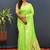 Lime green silk blend banarasi saree with golden zari buti and border