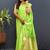 Lime green silk blend banarasi saree with golden zari buti and border