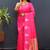 Rani pink silk blend banarasi saree with golden zari buti and border